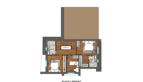 Planimetria piano primo Nuova costruzione bifamiliare NZEB Monbelluna